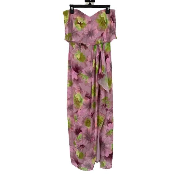 Jewel by Badgley Mischka strapless floral georgette dress DEFECT size 6 - Picture 1 of 9